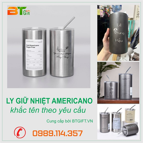 Ly giữ nhiệt Americano khắc tên theo yêu cầu